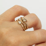 Set of Three White Gold Branch Rings