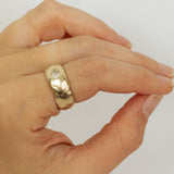 Thick&Wide Raw Band With Oval Champagne Diamond