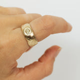 Thick&Wide Raw Band With Oval Champagne Diamond