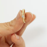 Tapered Cracked Earth Ring With White Diamond
