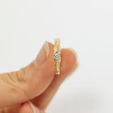 Tapered Cracked Earth Ring With White Diamond