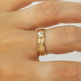 Three Attached Raw Bands With Champagne Diamond