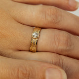Three Attached Raw Bands With Champagne Diamond
