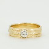 Three Attached Raw Bands With Champagne Diamond