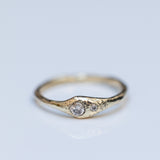 Raw Gold Ring with Duo Buried Diamonds