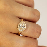 Lab Grown Oval Cut Solitaire with Detailed Bezel