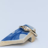 Raw Gold Ring with Duo Buried Diamonds