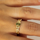 Fairy Leaves band with Oval Green Sapphire