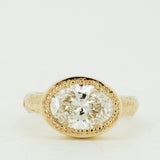 Lab Grown Oval Cut Solitaire with Detailed Bezel