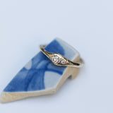 Raw Gold Ring with Duo Buried Diamonds