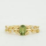 Fairy Leaves band with Oval Green Sapphire