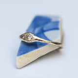 Raw Gold Ring with Duo Buried Diamonds