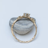 Symmetrical Spreading Branch Ring with White Diamond and Blue Sapphires