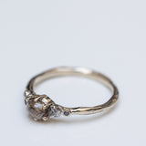 Raw ring with raw diamond & meteorites