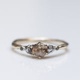 Raw ring with raw diamond & meteorites