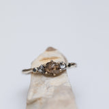 Raw ring with raw diamond & meteorites