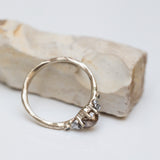 Raw ring with raw diamond & meteorites