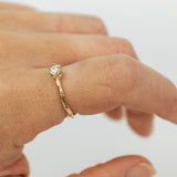 White Diamond Solitaire Branch Ring