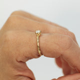 White Diamond Solitaire Branch Ring
