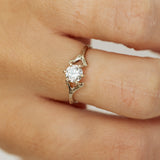 Spreading Branch Engagement Ring with White Diamond