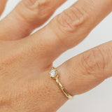 White Diamond Solitaire Branch Ring