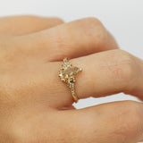 Cluster Ring with Large Drop Champagne Diamond