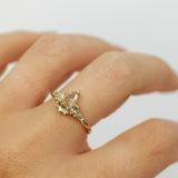 Cluster Ring with Large Drop Champagne Diamond