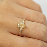 Cluster Ring with Large Drop Champagne Diamond