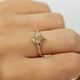 Cluster Ring with Large Drop Champagne Diamond