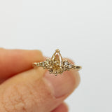 Cluster Ring with Large Drop Champagne Diamond