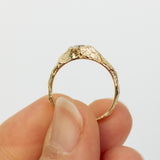 Cracked Earth Textured Gold Ring with White Diamond
