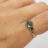Mix Sapphires Large Cluster Branch Ring