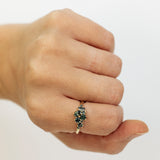 Mix Sapphires Large Cluster Branch Ring
