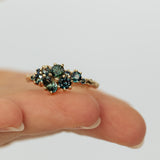 Mix Sapphires Large Cluster Branch Ring