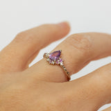 Purple Pear Sapphire Cluster Ring