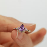 Purple Pear Sapphire Cluster Ring