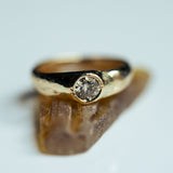 Narrowed raw solitaire diamond ring