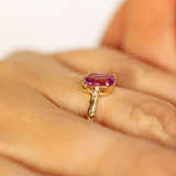 Branch tristone Ring with Oval Pink Sapphire