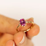 Branch tristone Ring with Oval Pink Sapphire