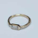 Raw Ring with a Horizontal Emerald Cut Lab-Grown Diamond