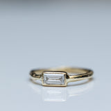Raw Ring with a Horizontal Emerald Cut Lab-Grown Diamond