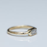 Raw Ring with a Horizontal Emerald Cut Lab-Grown Diamond