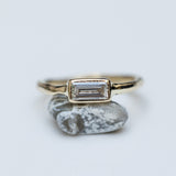 Raw Ring with a Horizontal Emerald Cut Lab-Grown Diamond