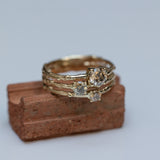 Triple Branch Ring with Champagne Diamonds