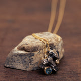Meteorite, diamonds and sapphire necklace