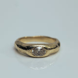 Narrowed raw oval diamond ring