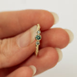 Gentle Sapphires Trio on a Branch Ring