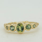 Branch Ring with Blue-Green Sapphires