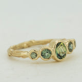 Branch Ring with Blue-Green Sapphires