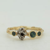 Meteorite & sapphires cluster ring